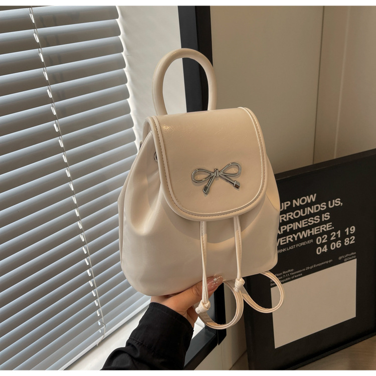 2024 New Fashionable Bucket Bow Korean Edition Casual Shoulder Small Women's Bag Handheld Personalized Backpack_voghion.com