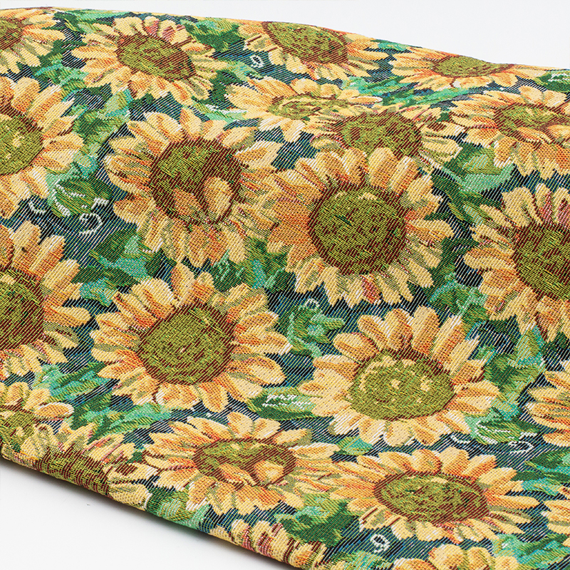 龍翔纺织向日葵色织提花面料轮廓形外套裤裙子diy桌布设计布料