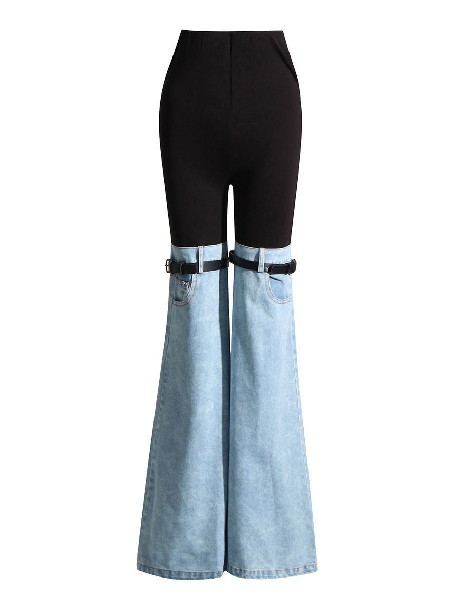 Pantalones casuales de mezclilla acampanados para mujer, estilo nicho con diseño de cintura elástica versátil, efecto adelgazante, nueva moda 2026 para primavera image 5
