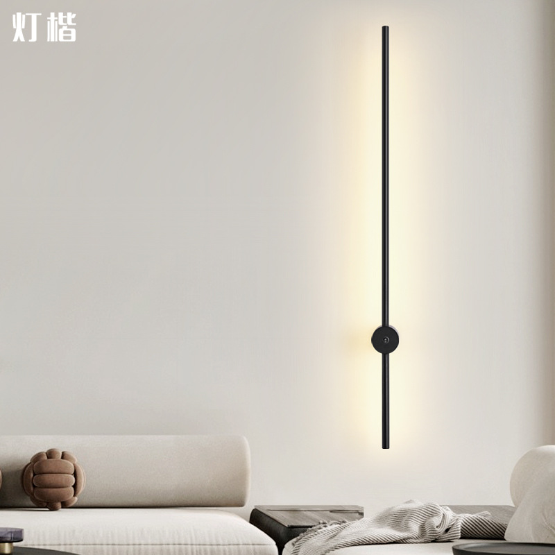 Lámpara de pared larga para sala de estar, recargable, sin cableado, lámpara de noche moderna para dormitorio, regulable, con atenuación gradual