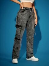 K 15537 High Elasticity Cargo Jeans ��װţ�п� �羳ŷ��