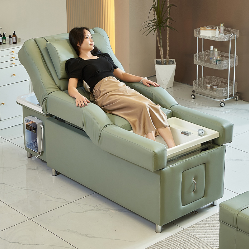 Cama de lavado de cabello elevadora eléctrica con circulación de agua a temperatura constante, cama de tratamiento de cabello masaje, fumigación, baño de pies, terapia de pies, salón de peluquería especial
