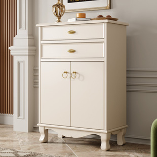 Light Luxury Shoe Cabinet Minimalist Cream Style Entrance Cabinet Modern Style Bucket Cabinet Living Room Entrance Home Decorative Cabinet Small Apartment