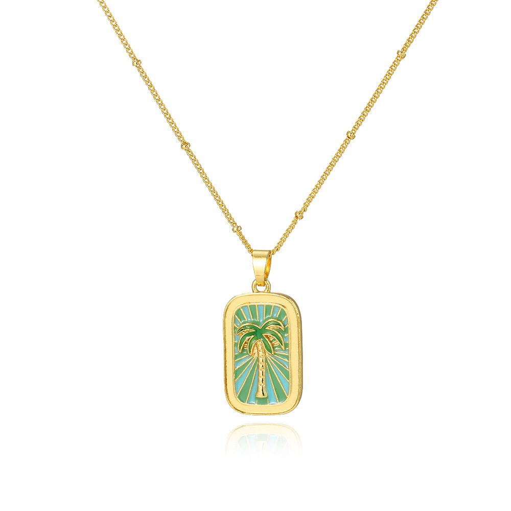 11g Weight Copper Pendant Material Pendant Necklace Classification Copper Chain Material Franco Chain Wheat Chain Spiga Chain Chain Type 1 Piece Quantity Daily, Street Occasion Copper Material Coconut Tree, Flower Pattern All Seasons Season Women's Gender Vintage Style, Classic Style Style Wholesale Jewelry Vintage Style Classic Style Coconut Tree Flower Copper Pendant Necklace Franco Chain Wheat Chain Spiga Chain 2