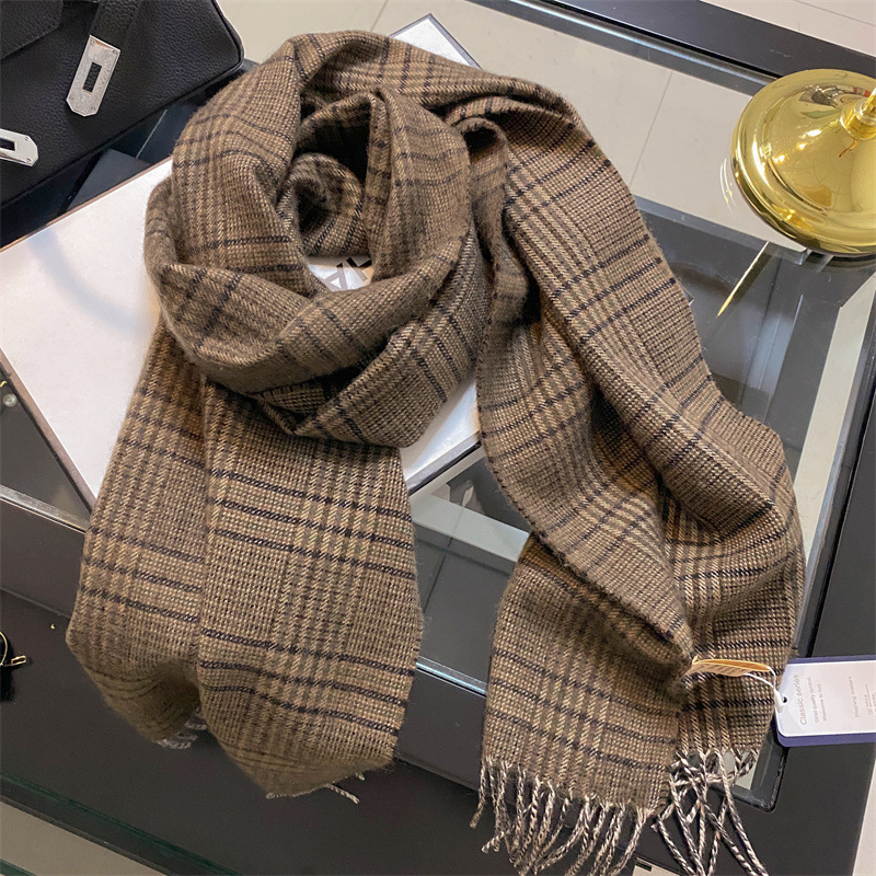 Soft Penny Color! 100 sheep wool narrow retro style plaid men's and women's warm scarf small shawl
