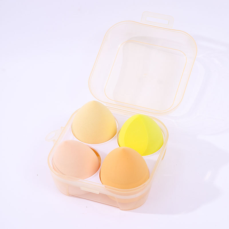 Nuevo 4 caja de polvo de huevo de maquillaje no es látex super suave no comer polvo de maquillaje esponja de maquillaje huevo gota de agua cortada oblicuamente