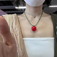 立体小番茄》田园风甜美红色立体西红柿项链锁骨链 可爱番茄吊坠