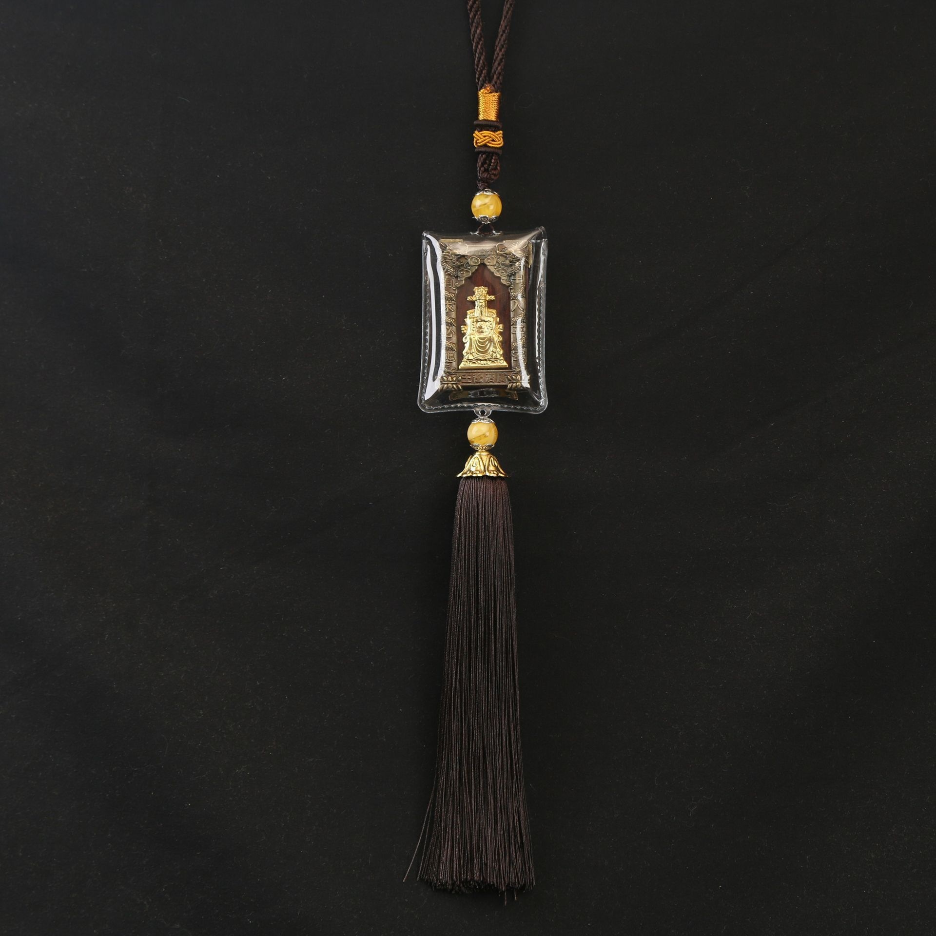 Car Interior Pure Five Lords Pendant, Door Hanger Rearview Mirror Ornament, Scripture Five-Tayishan Decoration Pendant