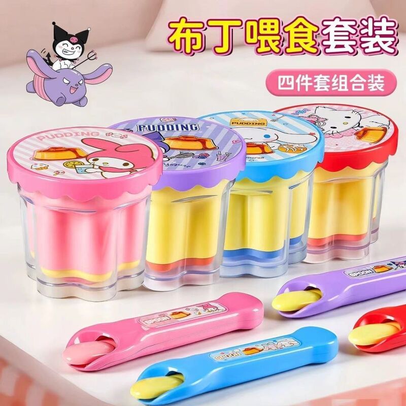 Pudding Feeding Toy Sanrio Japanese Genuine Pudding Jelly Strawberry Pudding Set Kidsren's Play House Toys