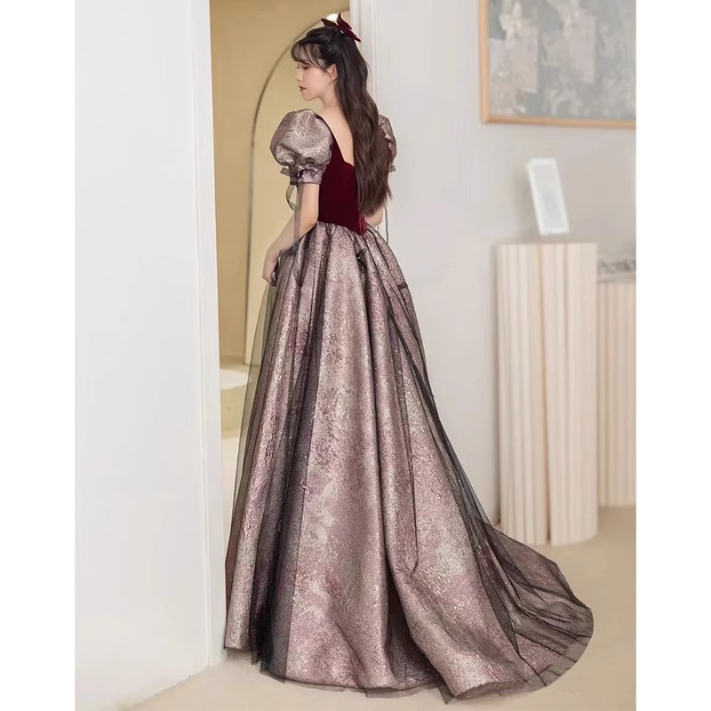 Brindis ropa novia temperamento de gama alta arte vocal examen vestido de noche anfitrión femenino banquete luz nicho de lujo Sentido de gama alta