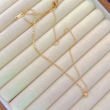 跨境钛钢不掉色圆珠金豆项链女轻奢小众设计高级感设计米粒波珠链