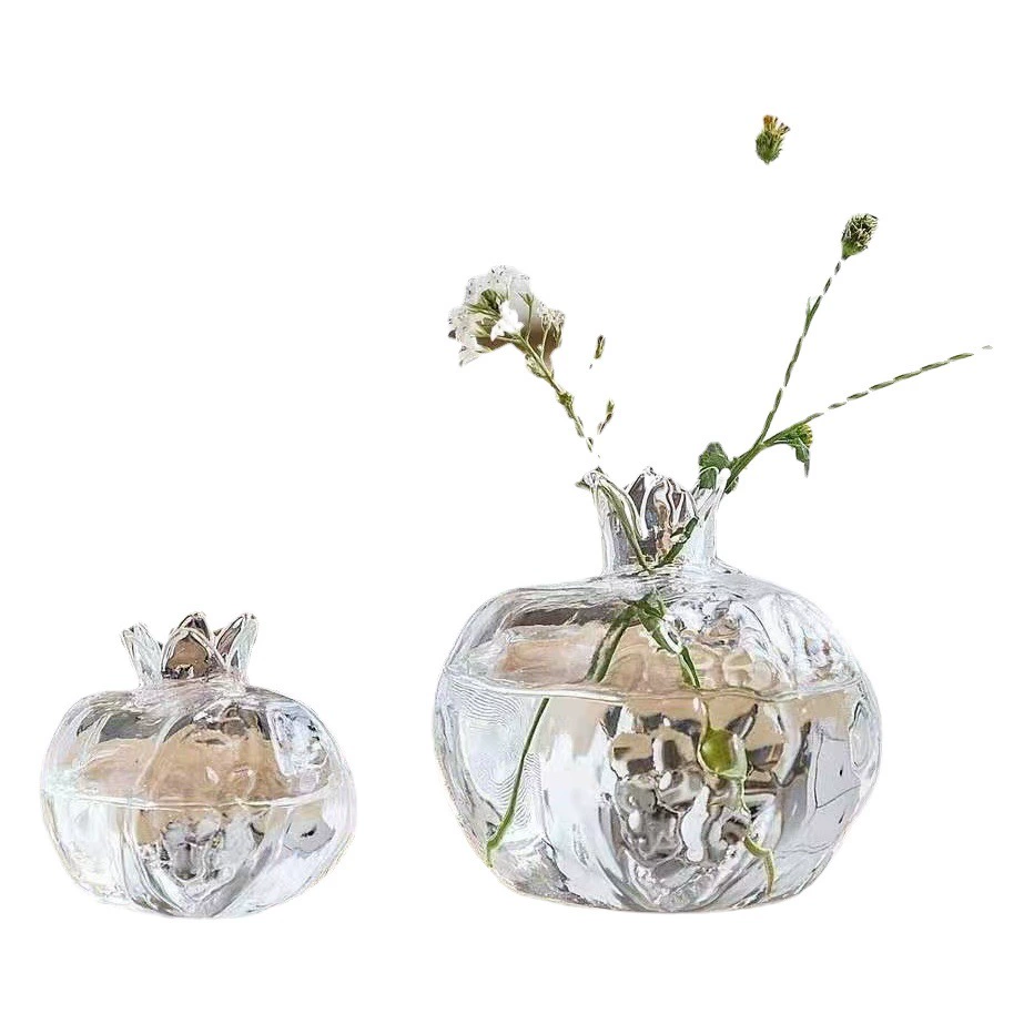 Креативная простая современная японская стильная ручная маленькая гранатовая стеклянная ваза Настольная гидропонная мини-гидропонное устройство для свежих цветов