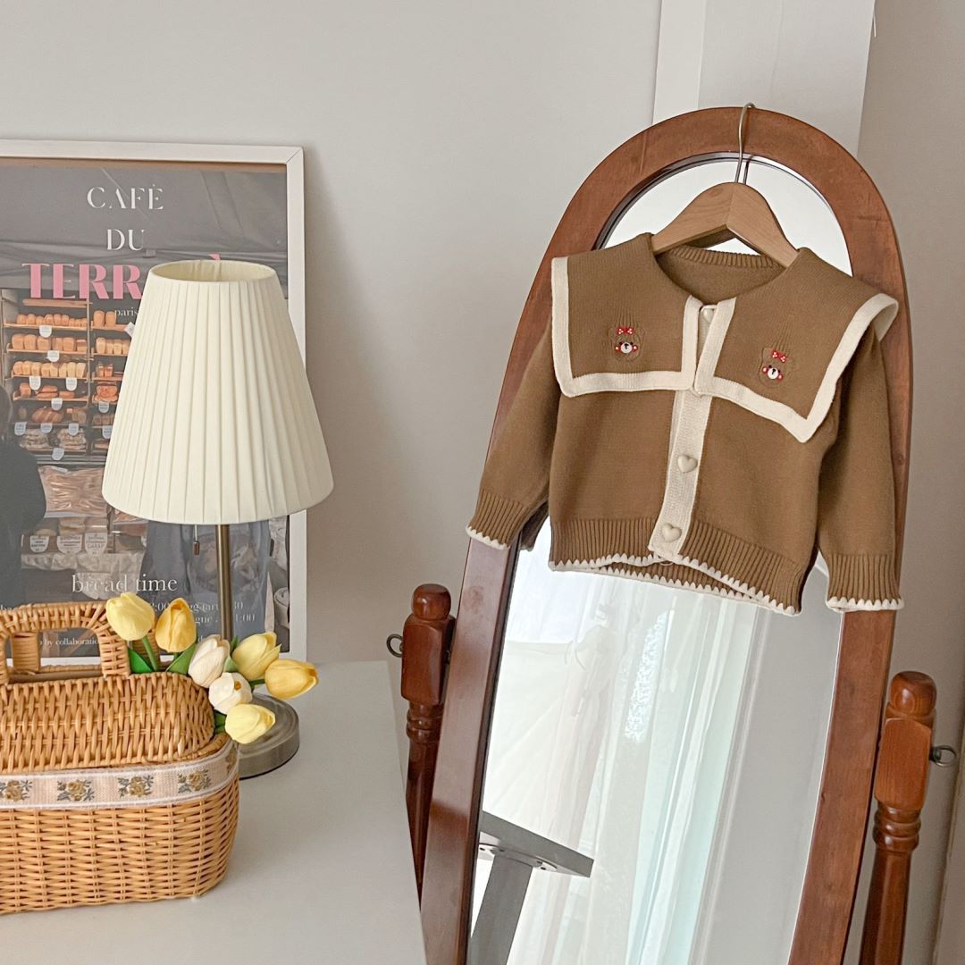 Maglione lavorato a maglia per donna, cardigan con colletto grande e cappuccio, autunno/inverno 2024, nuovo modello di orsetto carino_voghion.com