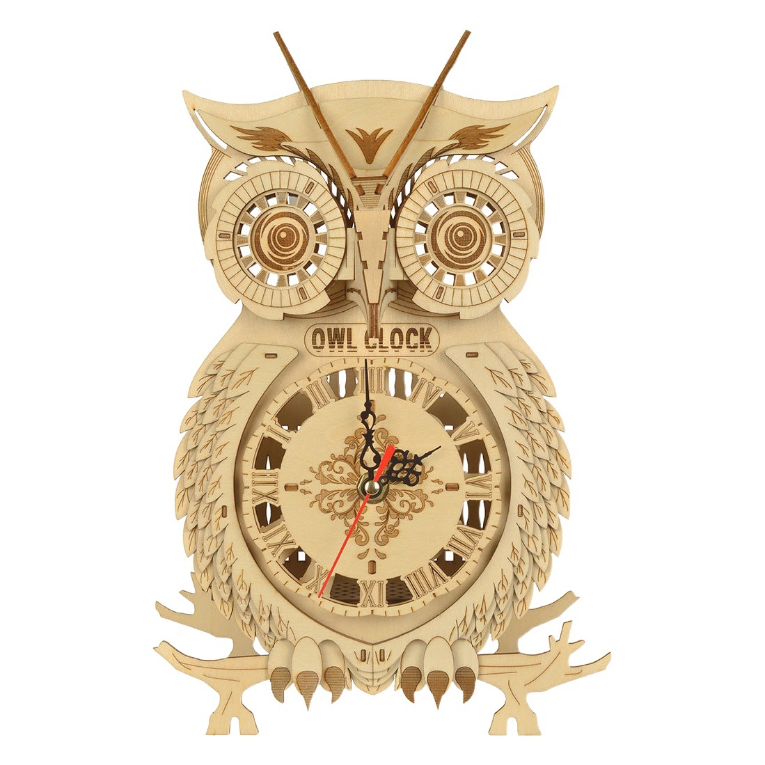 Bricolaje ensamblado búho reloj adornos juguetes educativos para niños juguetes ensamblados modelo tridimensional 3D hecho a mano
