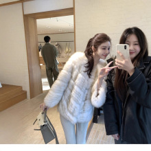 韩雨嘉同款【娇乖金渐层】法式贵气v领狐狸毛皮草女秋冬短款宽松