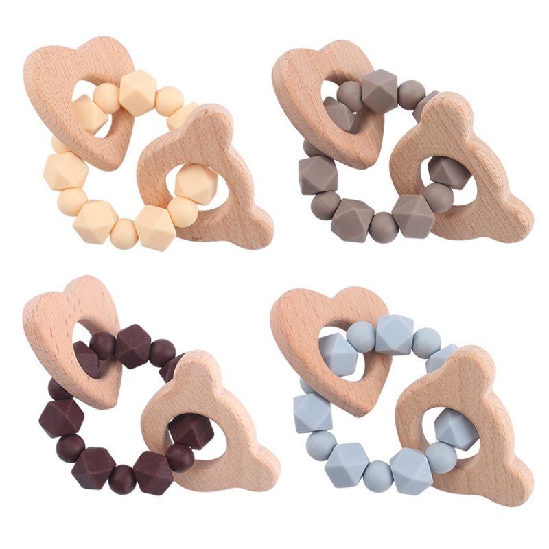 Nuevos artículos para bebés dibujos animados cabeza de haya creativo bebé silicona mordiendo dientes molares pulsera de goma de diente