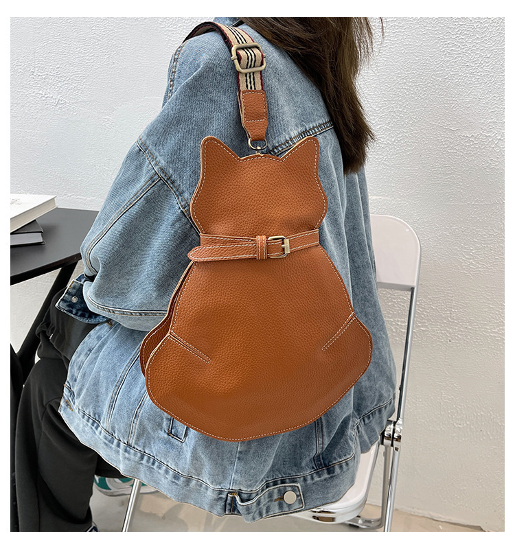 Borsa per gatti carina 2024 Borsa a tracolla singola nuova primavera Borsa a tracolla retrò in pelle alla moda e versatile Borsa da donna a tracolla personalizzata_voghion.com