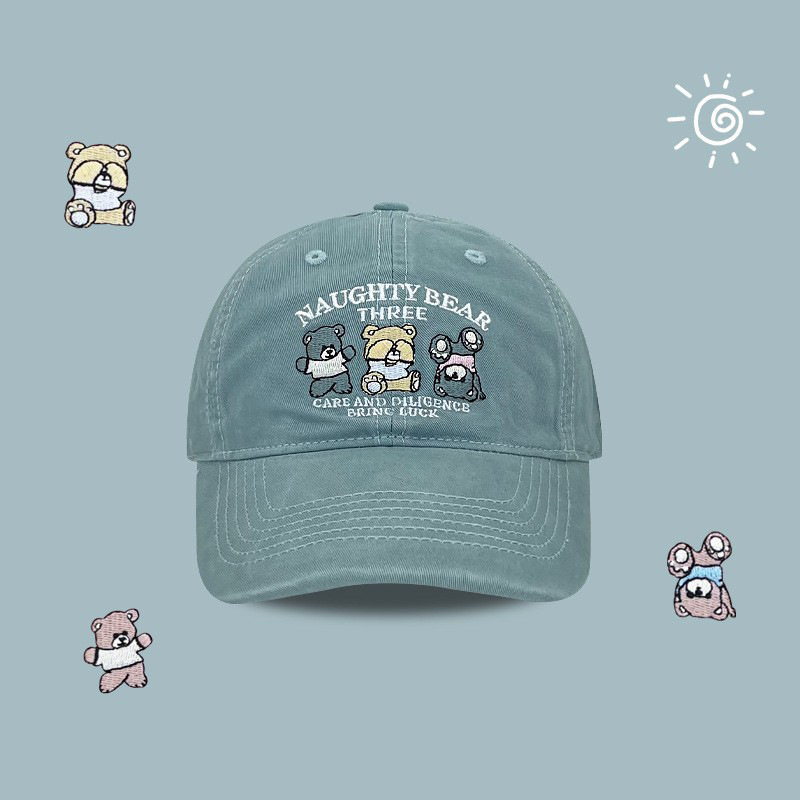 2024 nuevo lindo oso marrón bordado gorra de lengua mujer primavera y otoño universitaria pareja sombrero de béisbol moda masculina