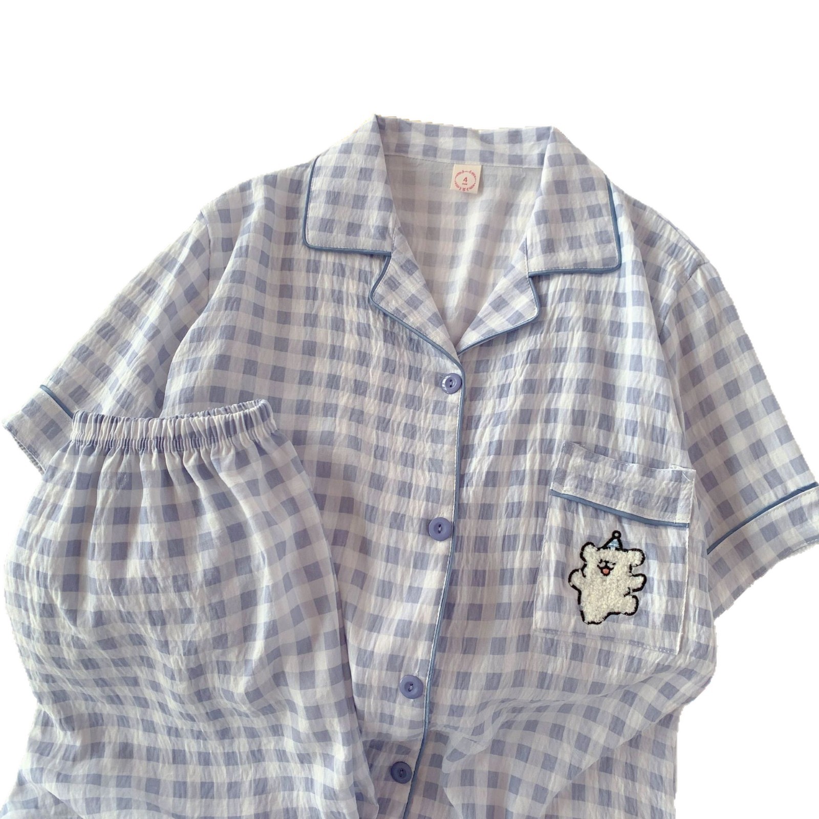 Nube de algodón pijama de mujer dibujos animados bordados pantalones cortos de mangas cortas de dos piezas de verano nuevo se puede usar ropa de hogar suelta