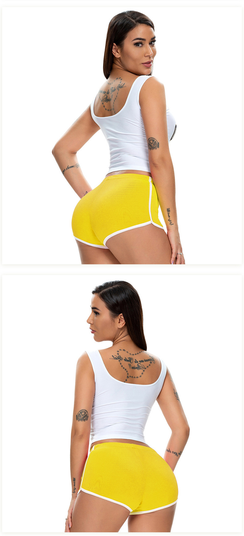 70g Weight Shorts Pants Length Polyester Fabric Type Mid Waist Waist Line Shorts Pants Type Daily Occasion Comfort Function Skinny Fit Type Solid Color Pattern Summer Season Women'S Gender Patchwork Design Sexy Style Women's Daily Sexy Solid Color Shorts Patchwork Shorts 12