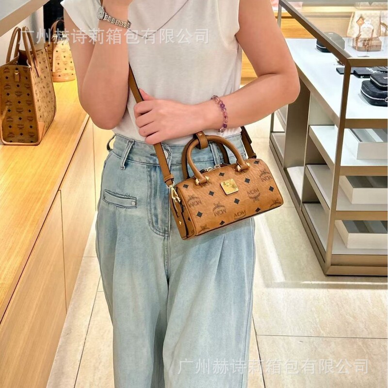 New Mc Classic Monogram Mini Boston Simple and Stylish Women's Handbag Tote Bag Shoulder Crossbody Bag Commuter Pillow Bag