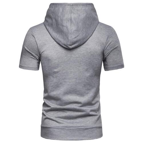 Zip-up hooded short-sleeve T-shirt men's hoodie sleeveless short-sleeve slim-fit thin summer clothing size s short sleeve top