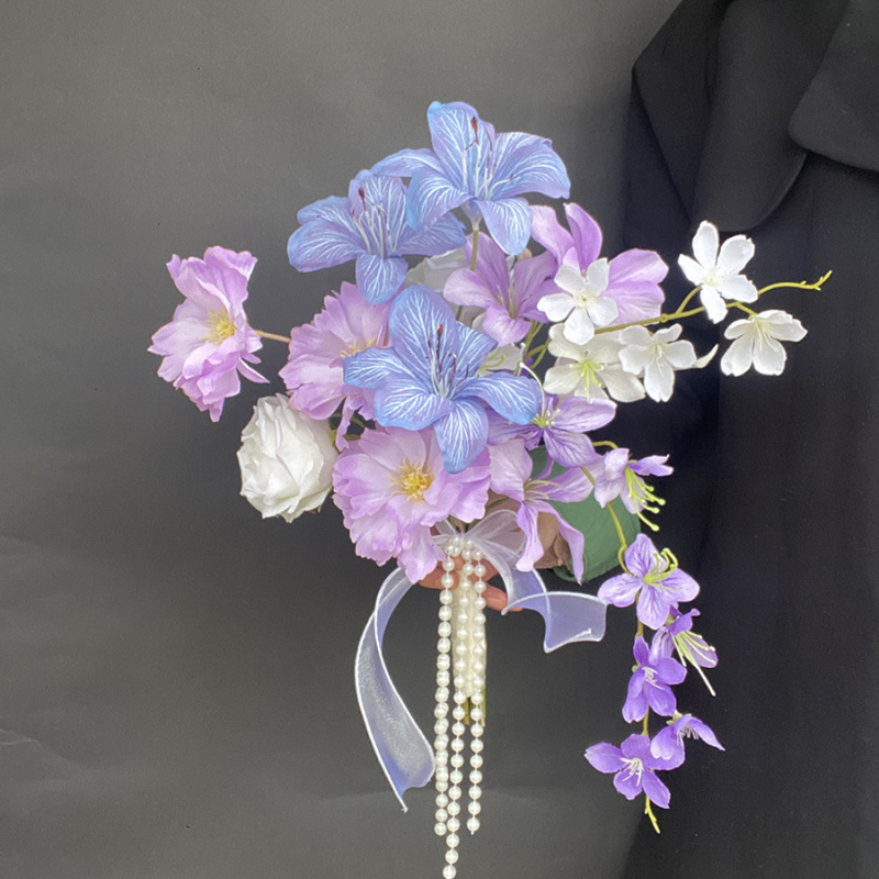 新しい紫色のニッチな手持ち花、造花、花嫁の結婚式の証明書登録、卒業写真小道具、ホーム|undefined