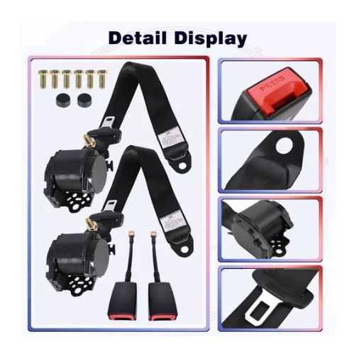 Three-Point Safety Harness Suitable for Go-Kart Clubs, Cars, and Small Vans. Adjustable Retractable Safety Harness
