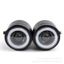 摩托车改装led复古大灯总成机车双灯射灯双眼头灯黑色前大灯白光