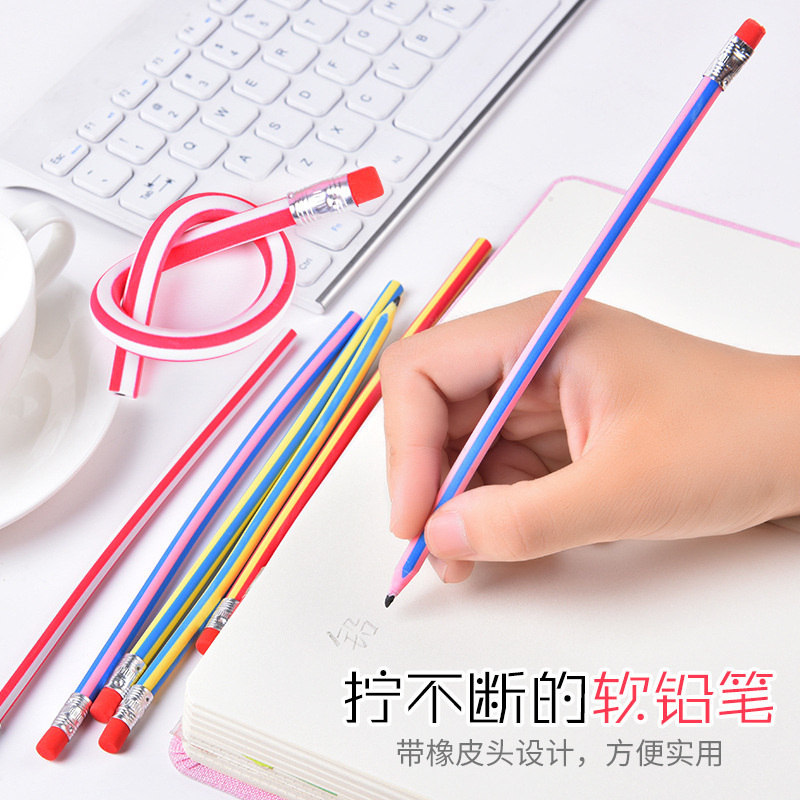 Plegable constantemente largo y corto lápiz suave escritura de los niños constantemente creativo casual curva de flexión pluma Corea del Sur papelería estudiante pequeño regalo