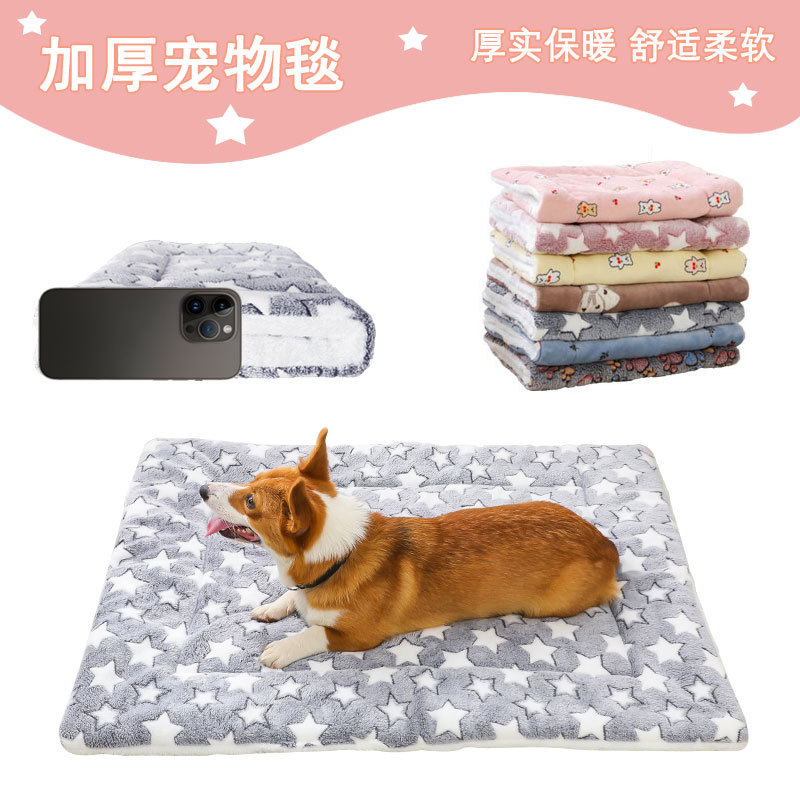 Otoño e Invierno nueva manta para mascotas engrosada de doble capa de doble cara de felpa perro cálido estera acostada gato transfronterizo y perro manta para dormir estera