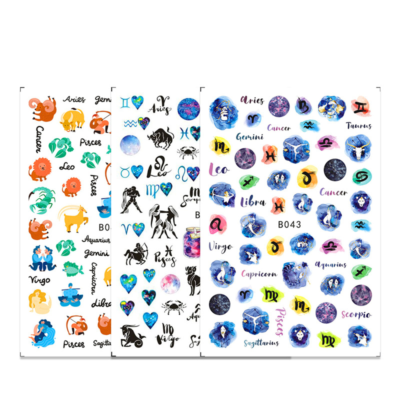 Cross-Border especial 12 constelación uñas pegatinas traje DIY autoadhesivo 12 constelación uñas pegatinas 12 piezas un conjunto