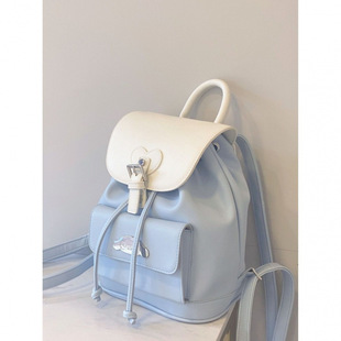 Cute Cinnamon Dog Backpack Women's Summer Versatile Military Fan Backpack 2025 New Outing Blue and White Small Bag A12