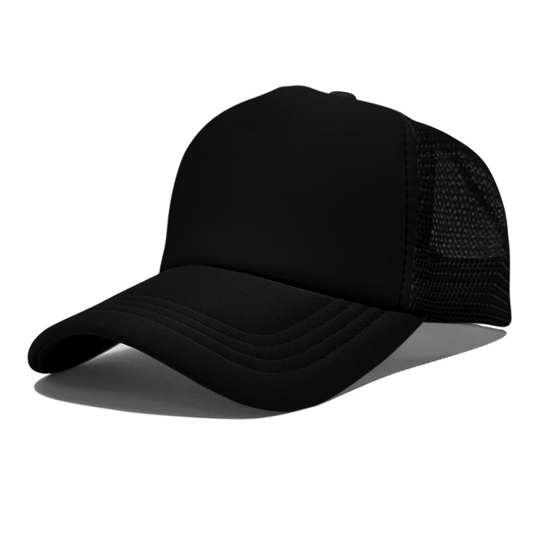 Gorra de malla de esponja con logo personalizado, gorra de béisbol de color sólido, comercio exterior transfronterizo, protección solar, gorra publicitaria con impresión personalizada, venta al por mayor.