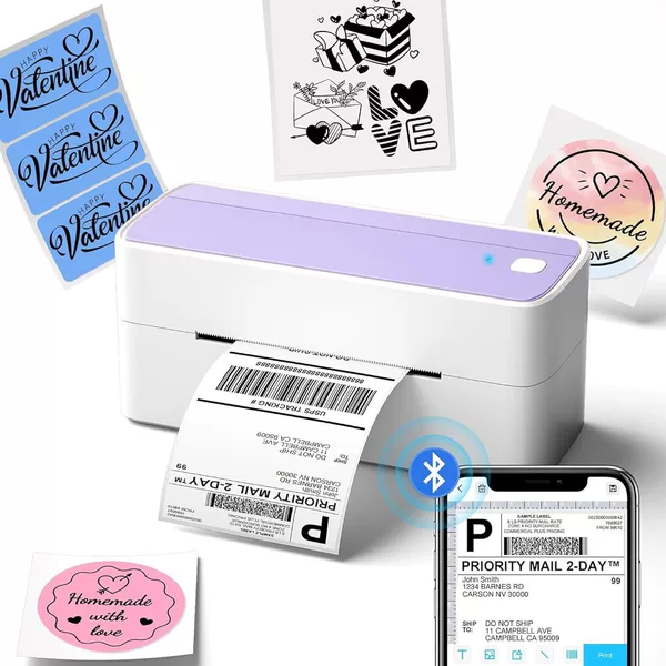 Single-sided machine [PM-241-BT] white and purple + 10 pieces of 4*6 single-sided paper
