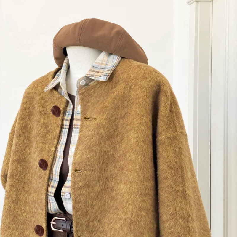 双面羊绒大衣短外套2025年秋冬新款韩式廓形小个子羊毛小香风外套