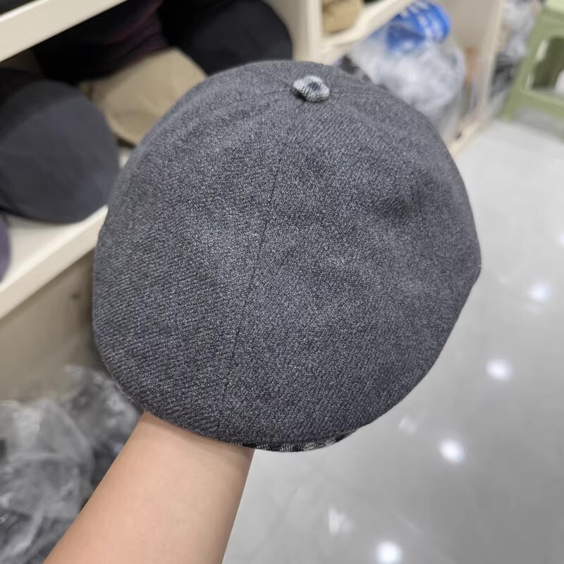 2025新款格子毛呢显瘦前进帽子女秋冬百搭保暖网红减龄呢子鸭舌帽|undefined