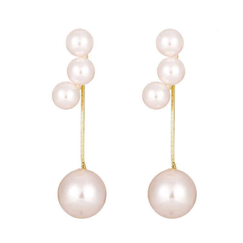 El estilo francés ligero de lujo largo pendientes de perlas de gradiente suave diseño de nicho de alta calidad sensación de viaje versátil pendientes image 6