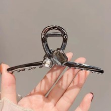 气质高级感黑色方块大号水钻抓夹女后脑勺盘发鲨鱼夹时尚简约发夹