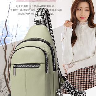 All Simple Pure Color Soft Surface Stitched Chest Bag Women's New Pu One-Shoulder Cross-Body One-Piece Chest Bag