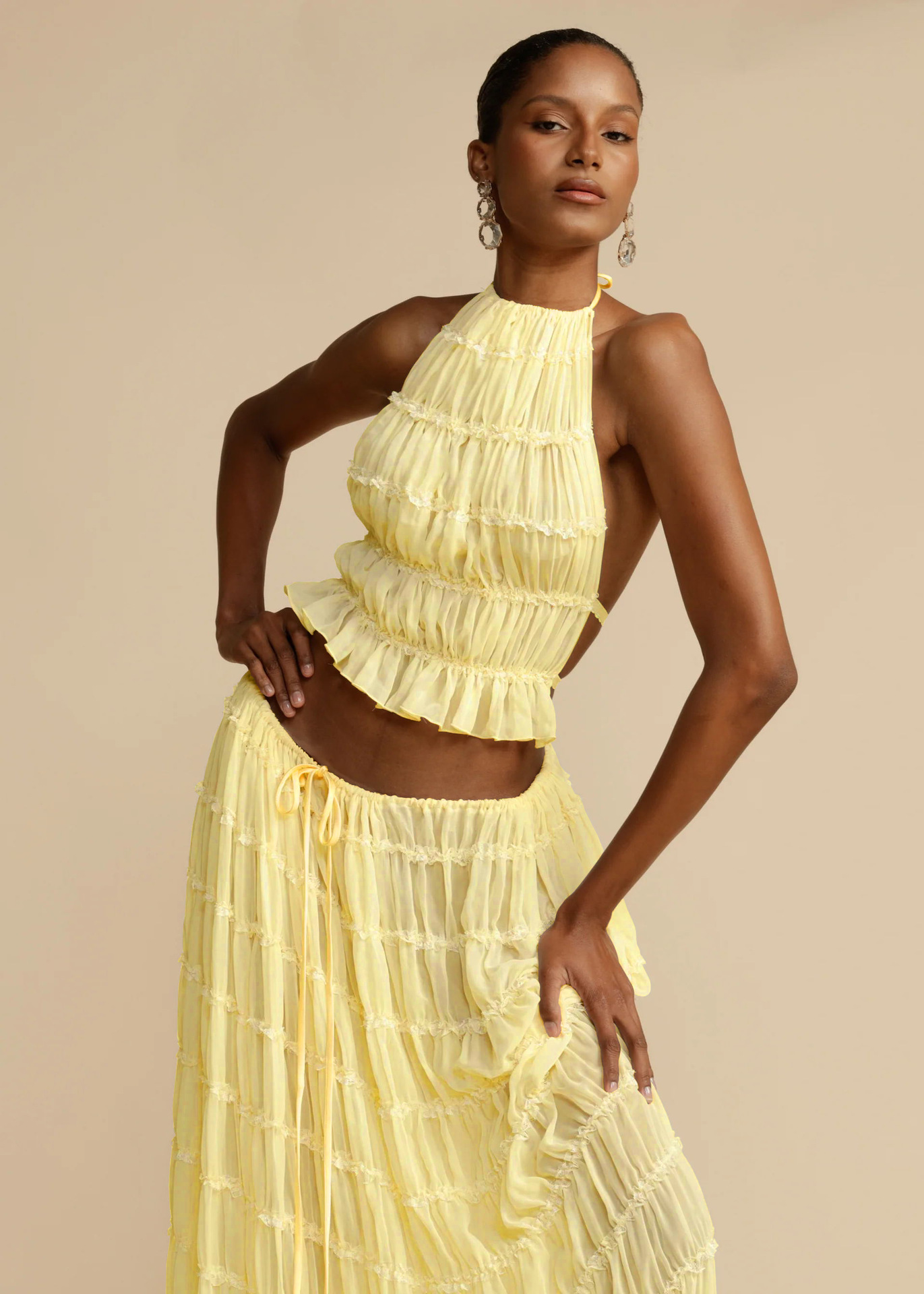 84g Weight Sleeveless Sleeve Length Polyester Fabric Type Skirt Co-ord Set Sets Type 2 Pieces Set Quantity Daily, Beach, Date Occasion Halter Neck Neckline Regular Fit Fit Type Solid Color Pattern Summer Season Women's Gender Sexy Style Daily Beach Date Women's Sexy Solid Color Polyester Skirt Co-ord Set Skirt Sets 15
