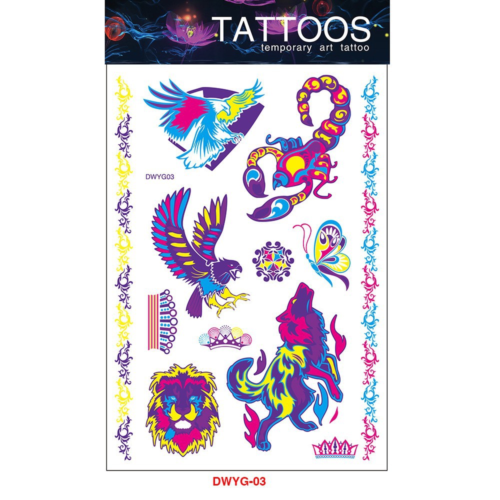Tatuajes Temporales Fluorescentes para Brazo de Papel de Transferencia de Agua, Impermeable para Halloween