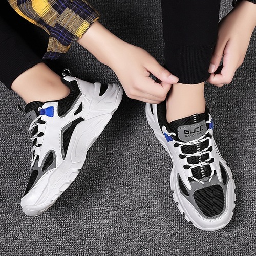 2024 spring new sports shoes for men, breathable and versatile Korean casual shoes, trendy running shoes, low-top dad shoes for men