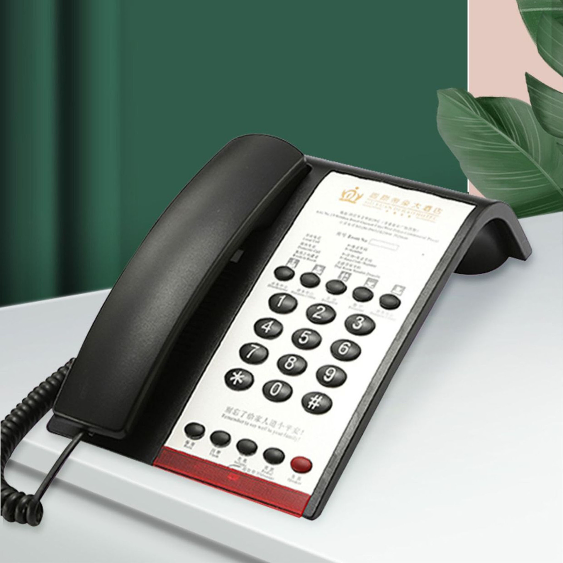 The Lingyu 193A hotel room telephone set can be customized with a large panel telephone and 10 sets of one-touch dialing.