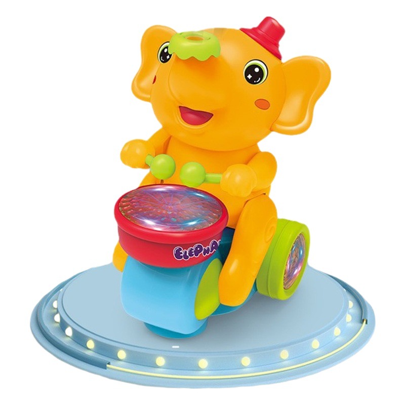 Tiktok mismo Suspensión universal eléctrica Bola de soplado pequeño elefante lindo sonido fresco y ligero tambores pequeño elefante puesto de coche de juguete transfronterizo