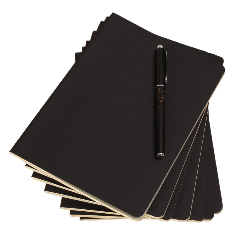 A5 cuaderno de color sólido tarjeta negra tarjeta vacía página interior Bloc de notas nudo a mano pintura cuaderno boceto Proyecto de Libro herramientas de aprendizaje