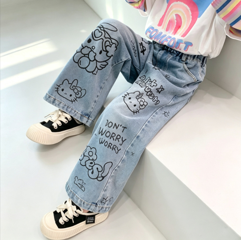Children's Spring and Autumn Jeans for Boys and Girls, Stylish and Fashionable Long Pants, Versatile Trendy Loose Casual Pants for Babies Children's Spring and Autumn Jeans for Boys and Girls, Stylish and Fashionable Long Pants, Versatile Trendy Loose Casual Pants for Babies