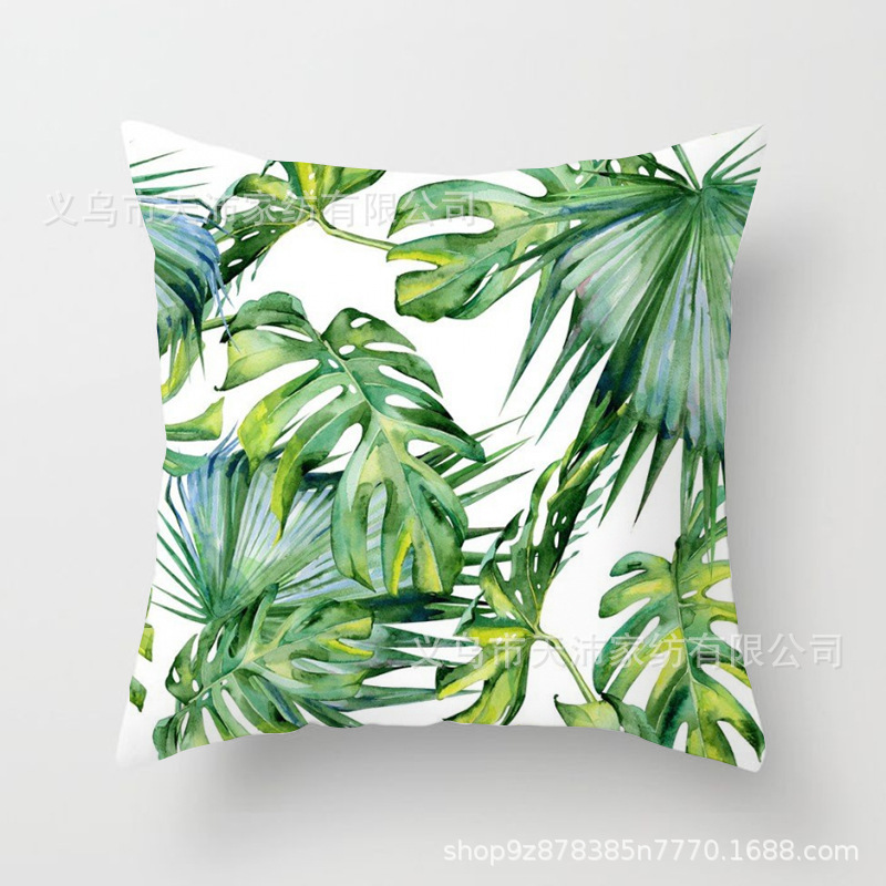 Siesta sofá de coche cintura almohada cojín simple nórdico ins planta verde funda de almohada protección del medio ambiente