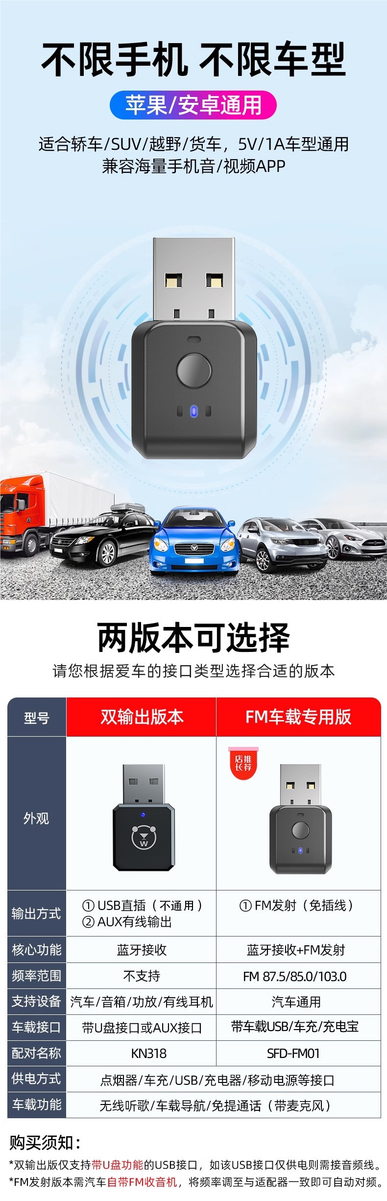 USB Car Bluetooth Receiver 5.3 Car Audio FM Transmitter Audio Converter for Calls Lossless Stereo Universal
