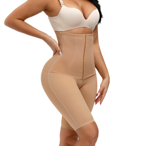 Cross-border hot selling European and American large-size high-waisted breasted and powerful tummy-control pants with waist corset and tummy-shaping body-shaping pants